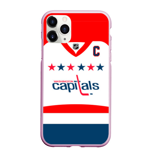 Чехол для iPhone 11 Pro Max матовый Ovechkin Washington Capitals White, цвет розовый