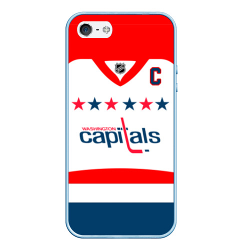 Чехол для iPhone 5/5S матовый Ovechkin Washington Capitals White, цвет голубой