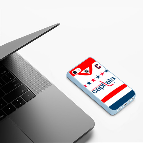 Чехол для iPhone 5/5S матовый Ovechkin Washington Capitals White, цвет голубой - фото 5