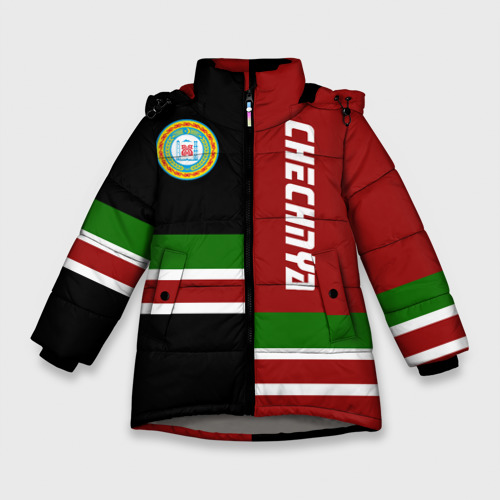 Зимняя куртка для девочек 3D Чечня, цвет светло-серый