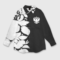 Женская рубашка oversize 3D Russia Black&White Style