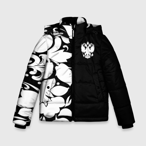 Зимняя куртка для мальчиков 3D Russia Black&White Style, цвет светло-серый