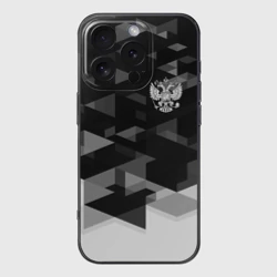 Чехол для iPhone 16 Pro Max силиконовый с защитой камеры Герб РФ