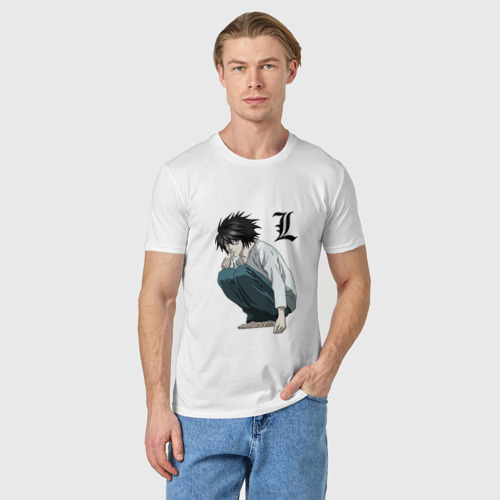 Мужская футболка хлопок Тетрадь смерти, цвет белый - фото 3