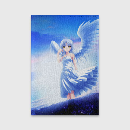 Обложка для паспорта матовая кожа Аниме ангел, цвет голубой