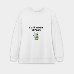 Женский свитшот oversize без начеса хлопок Геодезия