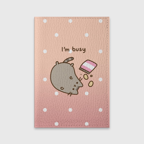 Обложка для паспорта матовая кожа Pusheen busy Фото 01 Обложка для паспорта матовая кожа Pusheen busy Фото 01