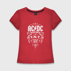Женская футболка хлопок Slim AC/DC run for your life