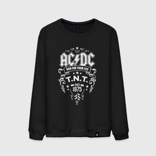 Мужской свитшот хлопок AC/DC run for your life, цвет черный