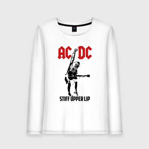 Женский лонгслив хлопок AC/DC stiff upper lip, цвет белый