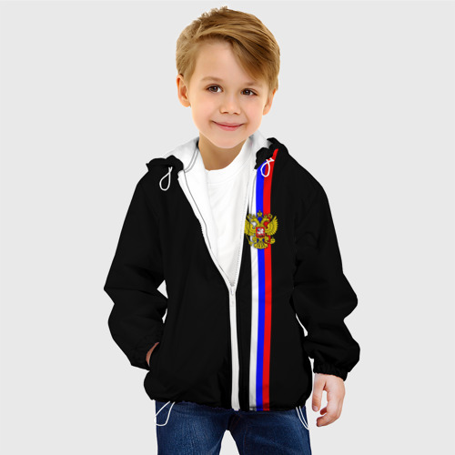 Детская куртка 3D Лента с гербом России, цвет белый - фото 3