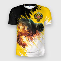 Мужская футболка 3D Slim Имперский флаг и медведь
