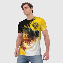 Мужская футболка 3D Имперский флаг и медведь - фото 2