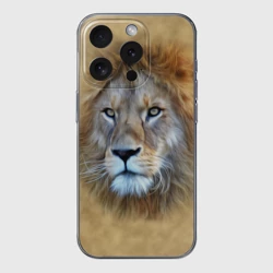 Чехол для iPhone 15 Pro силиконовый с защитой камеры Лев