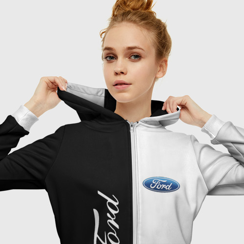 Женская толстовка 3D на молнии Ford, цвет белый - фото 5