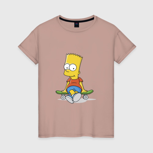 Женская футболка хлопок с принтом Барт, вид спереди #2