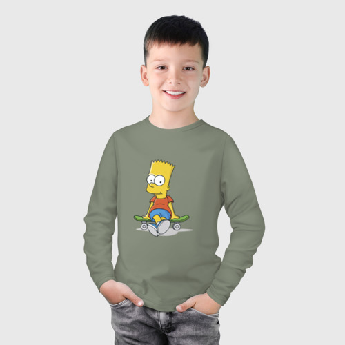 Детский лонгслив хлопок с принтом Барт, фото на моделе #1