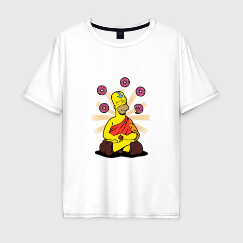 Мужская футболка из хлопка оверсайз с принтом Homer Relax, вид спереди №1