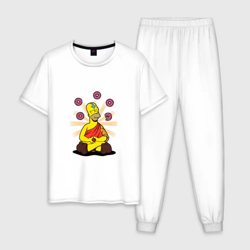 Мужская пижама с белой футболкой хлопок Homer Relax
