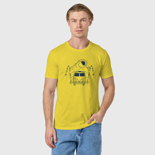 Мужская футболка хлопок Путешествие, цвет желтый - фото 3