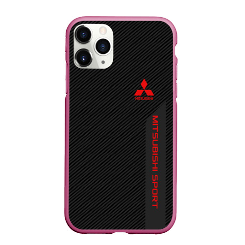 Чехол для iPhone 11 Pro Max матовый Mitsubishi sport, цвет малиновый