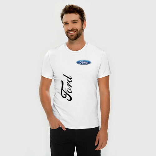 Мужская футболка хлопок Slim Ford, цвет белый - фото 3