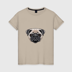 Женская футболка хлопок Мопс собака