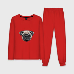 Женская пижама с лонгсливом хлопок Мопс собака