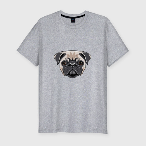 Мужская футболка хлопок Slim Мопс собака, цвет меланж