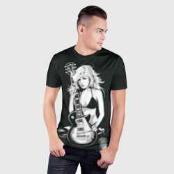 Мужская футболка 3D Slim Девушка с гитарой - фото 2