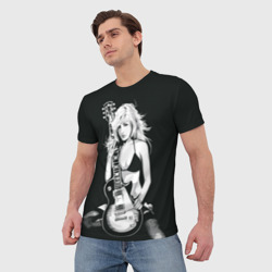 Мужская футболка 3D Девушка с гитарой - фото 2