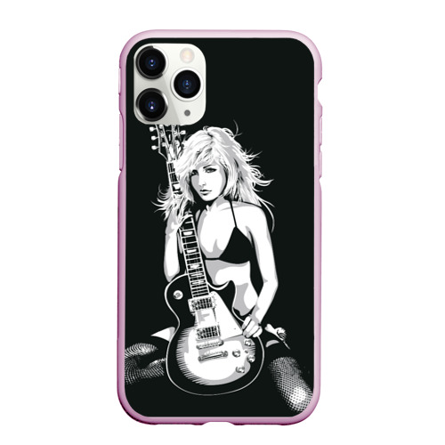 Чехол для iPhone 11 Pro матовый с принтом Девушка с гитарой, вид спереди #2