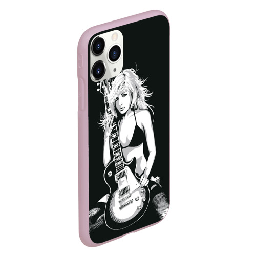 Чехол для iPhone 11 Pro матовый с принтом Девушка с гитарой, вид сбоку #3