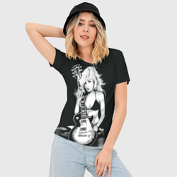 Женская футболка 3D Slim Девушка с гитарой - фото 2