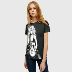 Женская футболка 3D Девушка с гитарой - фото 2