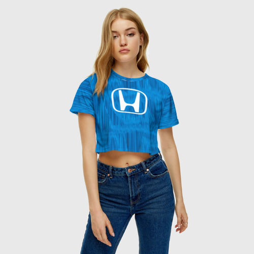 Женская футболка Crop-top 3D Honda sport color - фото 3