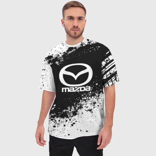 Мужская футболка oversize 3D Mazda abstract sport, цвет 3D печать - фото 3