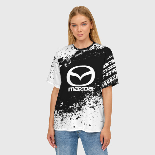 Женская футболка oversize 3D Mazda abstract sport, цвет 3D печать - фото 3