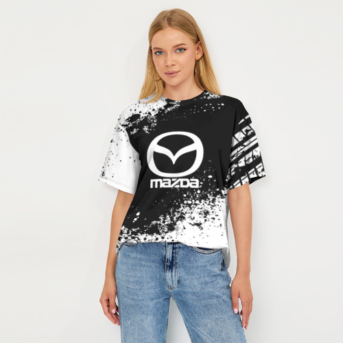 Женская футболка oversize 3D Mazda abstract sport, цвет 3D печать - фото 5