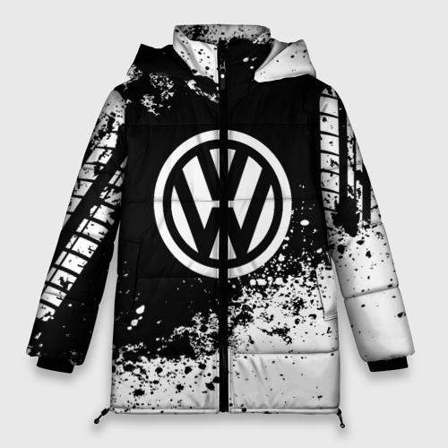 Женская зимняя куртка Oversize Volkswagen abstract sport, цвет черный