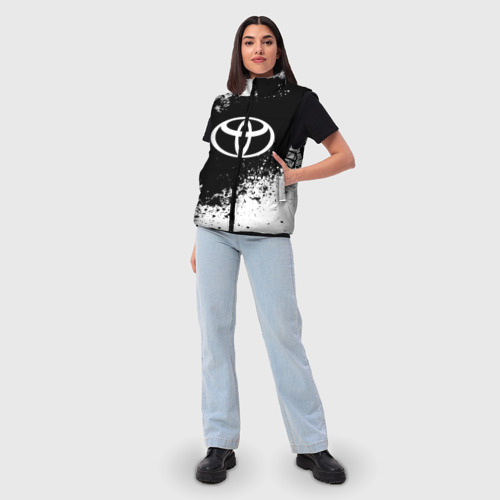 Женский жилет утепленный 3D Toyota abstract sport, цвет черный - фото 5