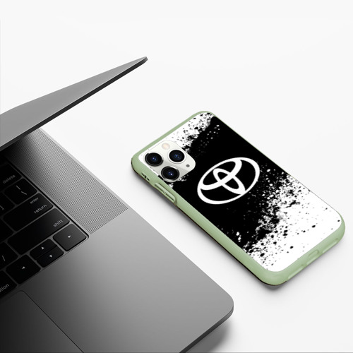 Чехол для iPhone 11 Pro матовый Toyota abstract sport, цвет салатовый - фото 5