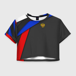 Женская футболка Crop-top 3D Russia sport