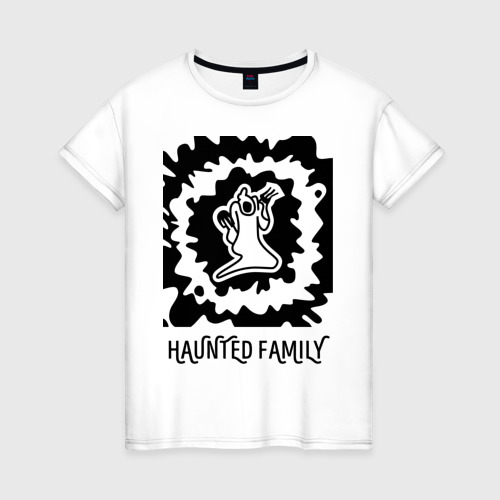 Женская футболка хлопок Haunted Family, цвет белый