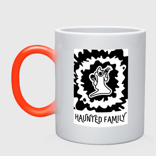 Кружка хамелеон Haunted Family, цвет белый + красный