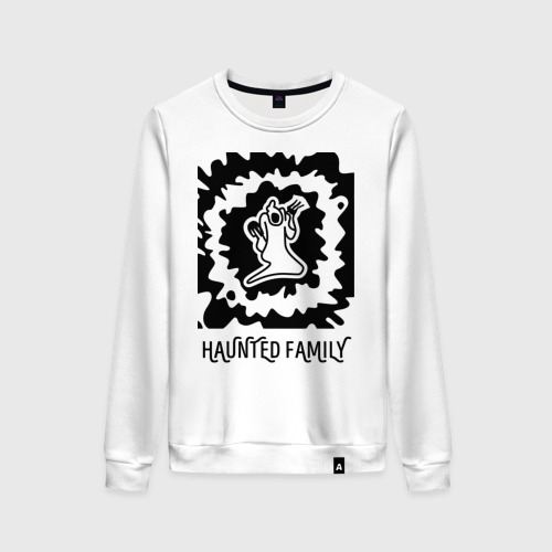 Женский свитшот хлопок Haunted Family, цвет белый