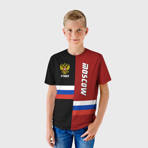Детская футболка 3D с принтом Moscow Москва, фото на моделе #1