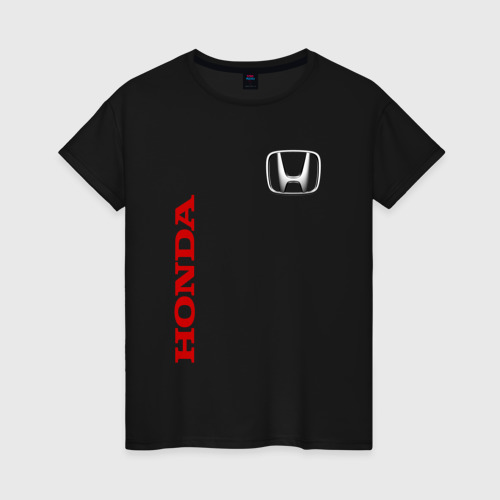 Женская футболка хлопок Honda, цвет черный