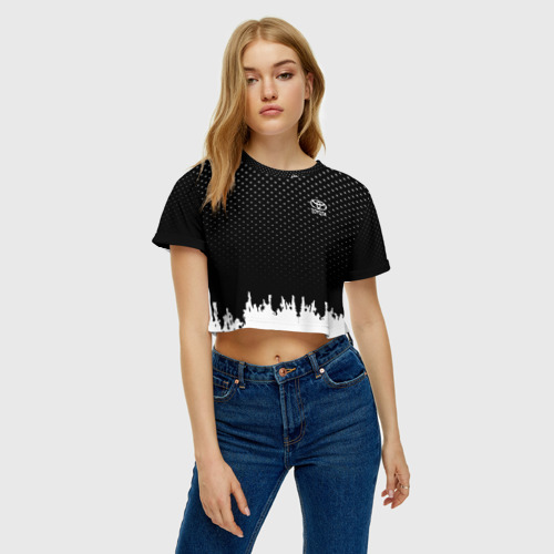 Женская футболка Crop-top 3D Toyota abstract black 2018, цвет 3D печать - фото 4