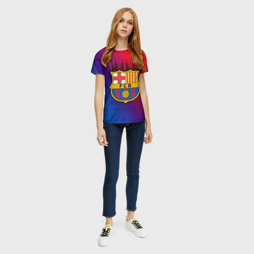 Женская футболка 3D FC Barcelona color sport, цвет 3D печать - фото 5